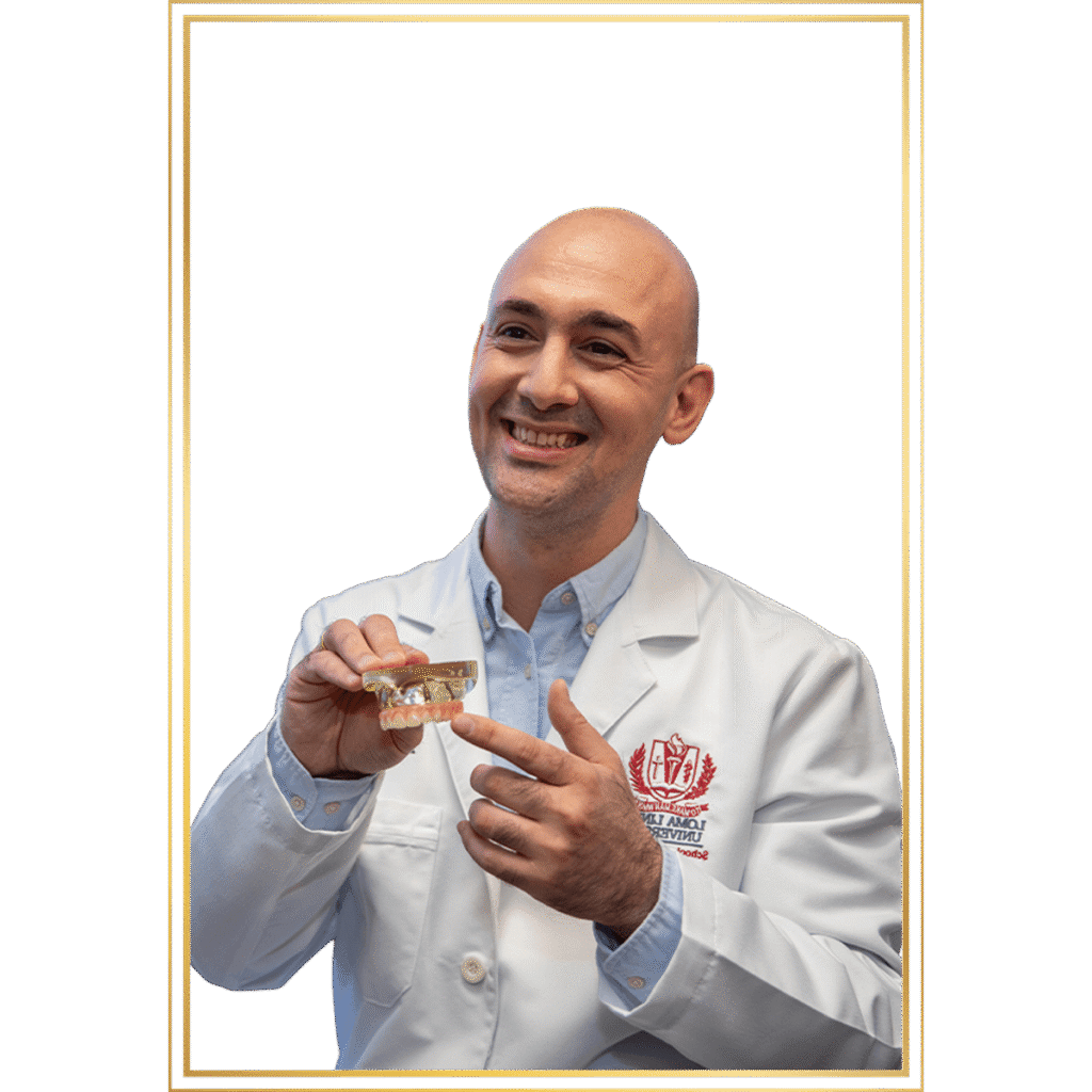 doctor holding dental full arch model