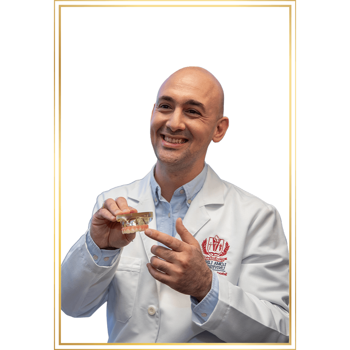 doctor holding dental full arch model