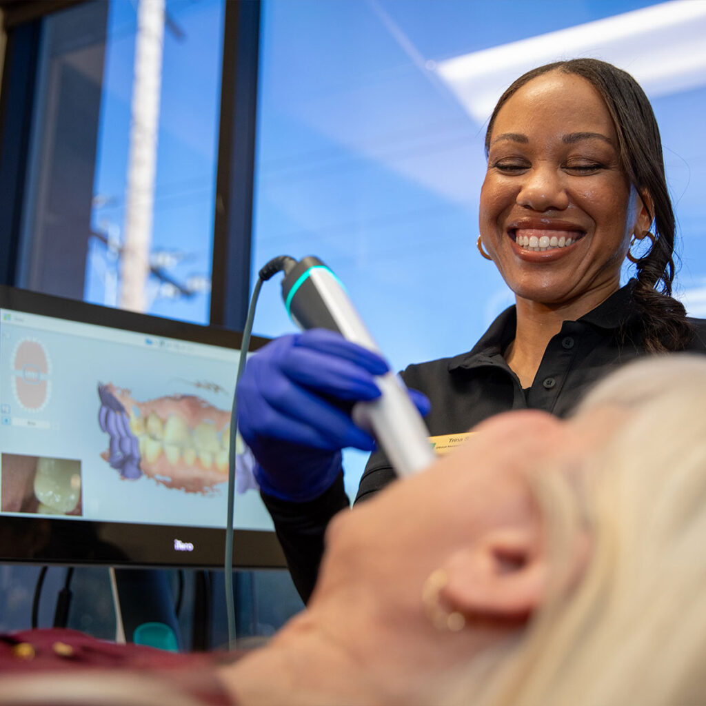 patient undergoing examination for their dental implant procedure